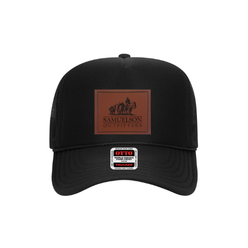 Black Trucker Hat w/ leather logo patch – Samuelson Outfitters
