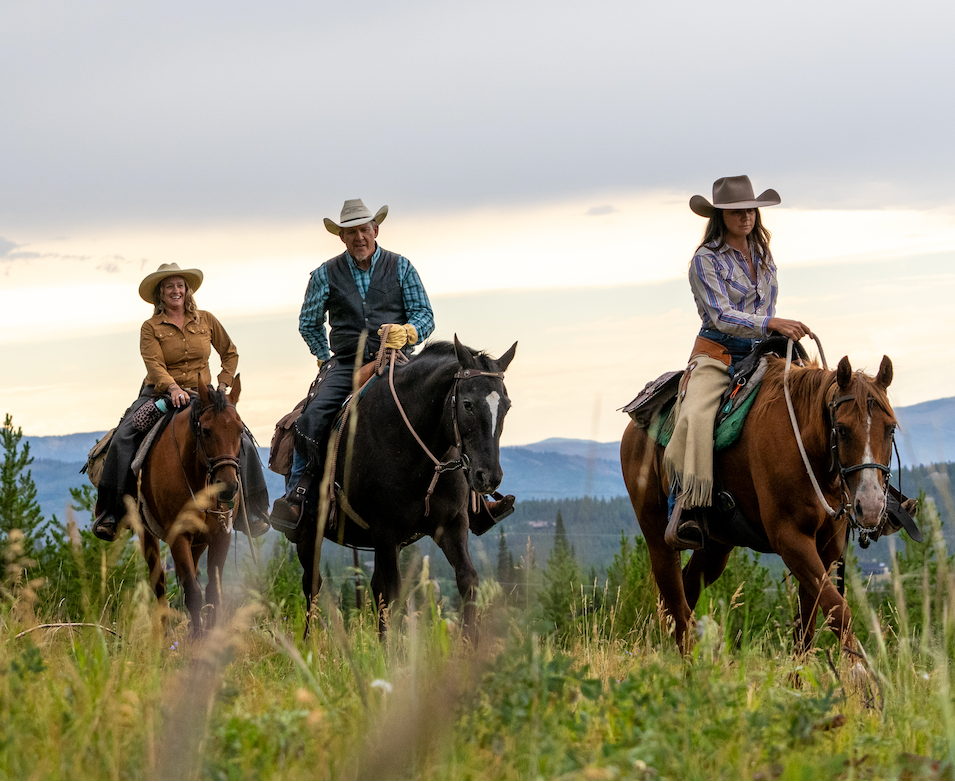 Trail riders at Hither's Edge ranch iin Fraser, Colorado